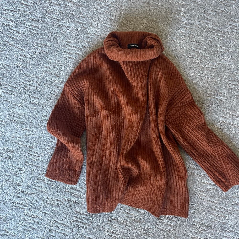 Naadam Wool and Cashmere Oversized Ribbed Turtleneck